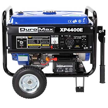 7. DuroMax XP4400E 4,400 Watt 7.0 HP OHV 4-Cycle Gas Powered Portable Generator With Wheel Kit And Electric Start