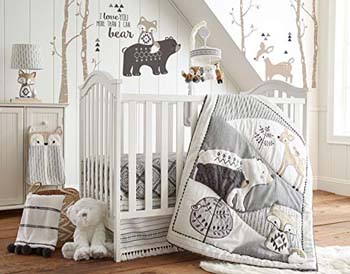 9. Levtex Baby Bailey Charcoal and White Woodland Themed 5