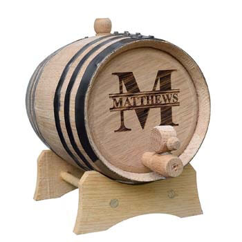 1. Custom Whiskey Barrel-Personalized Wine Barrel-Engraved Oak Two Liter Barrel