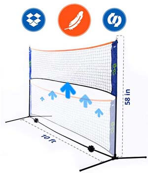 10. Portable net for Beach Volleyball, Badminton, Soccer Tennis and Tennis by Street Tennis Club