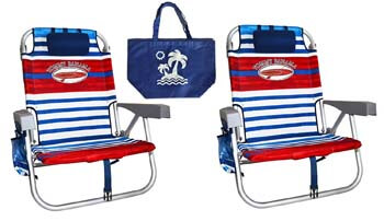7. Tommy Bahama Blue White Red Stripes Beach Chair