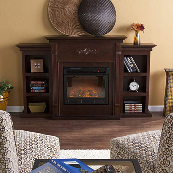 4. Southern Enterprises Tennyson Electric Fireplace with Bookcase