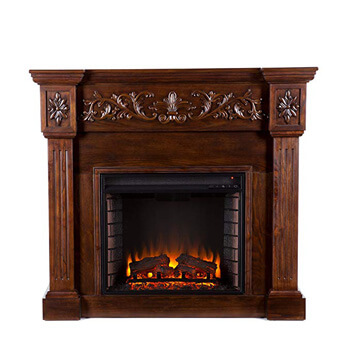 5. Southern Enterprises Calvert Carved Electric Fireplace