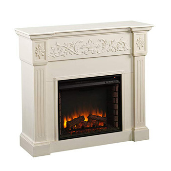 6. Southern Enterprises Calvert Carved Electric Fireplace
