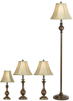 8. Barnes and Ivy Traditional Font Table and Floor Lamps Set of 4.