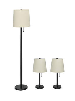 7. Urbanest Lincoln 3-Piece Table and Floor Lamp, Cream