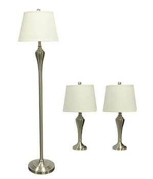 6. Urbanest Lincoln 3 –Piece Table and Floor Lamp Set