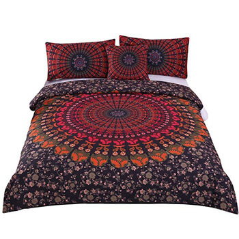 3. Sleepwish 4 Pcs Mandala Hippie Concealed Bedspread Bohemian Bedding Duvet Cover