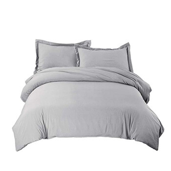 7. Bedsure Duvet Cover Set with Zipper Closure Solid Grey King Size