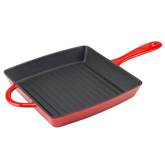 9. Zelancio Cookware Enameled Cast Iron Grill Pan