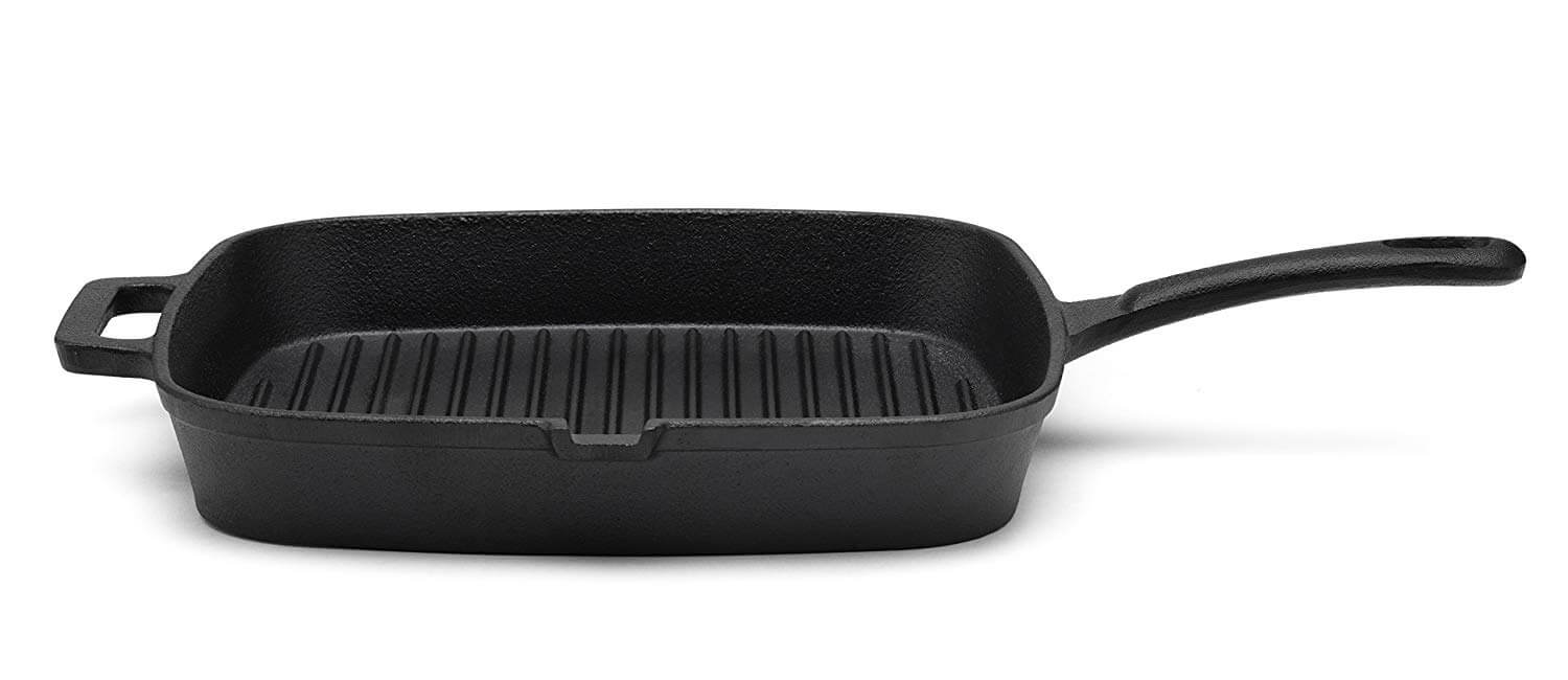 7. +Iron Cast Iron Grill Pan, Pre-Seasoned 11 inch Square Grill Pan