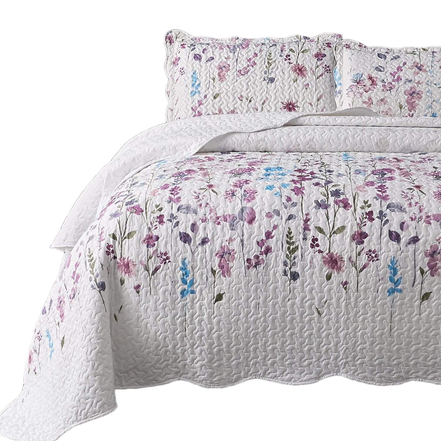 5. Bedsure Printed Quilt Coverlet Set Twin