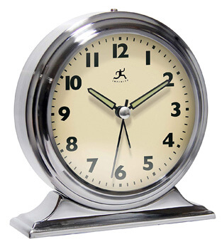 6. Infinity Instruments Brushed Nickel Metal Alarm Clock