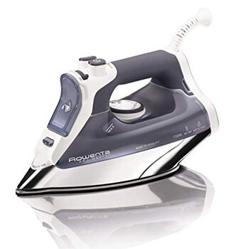 9. Rowenta DW8080 Professional Micro Steam Iron Stainless Steel Soleplate with Auto-Off, 1700-Watt, 400-Hole, Blue