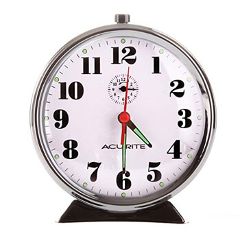 2. AcuRite 15607 Vintage Alarm Clock, Black Nickel