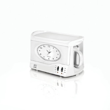 4. SWAN Vintage Teasmade and Alarm Clock, 20oz White