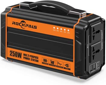 10: Rockpals 250-Watt Portable Generator Rechargeable Lithium Battery Pack Solar Generator