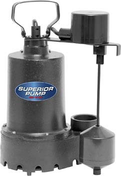 6. Superior Pump 92341 1/3 HP Cast Iron Submersible Sump Pump
