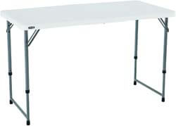1. Lifetime Height Adjustable Craft Camping and Utility Folding Table, 4 ft, 4'/48 x 24, White Granite