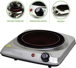 3. Ovente Electric Glass Infrared Burner 7 Inch Single Hot Plate