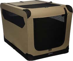 1. AmazonBasics Portable Folding Soft Dog Travel Crate Kennel