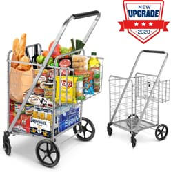 4. winkeep Shopping Cart, Jumbo Double Basket Grocery Cart