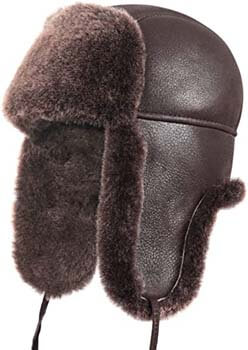 7. Zavelio Unisex Shearling Sheepskin Leather Aviator Russian Ushanka Trapper Winter Fur Hat