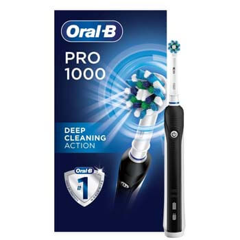 6. Oral-B 1000 CrossAction Electric Toothbrush, Black, Powered by Braun