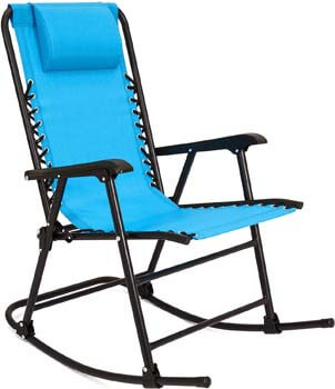 5. Best Choice Products Foldable Zero Gravity Rocking Patio Recliner Chair Light Blue