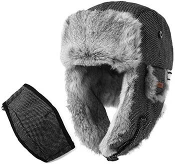 2. Comhats SIGGI 100% Rabbit Fur Earflaps Trapper Hat Wool Blend Russian Hat w/Mask Unisex