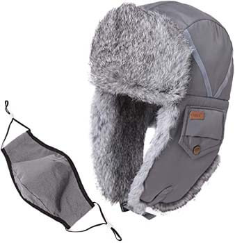 1. Comhats Unisex 100% Rabbit Fur Trapper Ushanka Russian Hat Nylon Shell Windproof