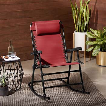 6. AmazonBasics Foldable Rocking Chair, Red