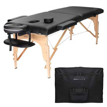 7. Saloniture Professional Portable Folding Massage Table with Carrying Case – Black