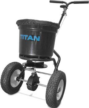 6. Titan 50 Lb. Fertilizer Broadcast Spreader, Lawn Care and Ice Melter Yard Tool