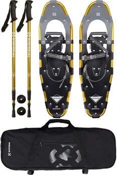 5. Winterial Highland Snowshoes 30 Inch Lightweight Aluminum Rolling Terrain Gold Snow Shoes