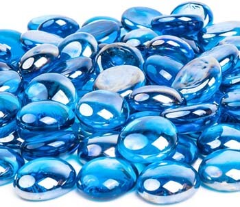 10. Future Way 10LB Fire Glass Beads 1/2 Inch, Caribbean Blue Glass Rock