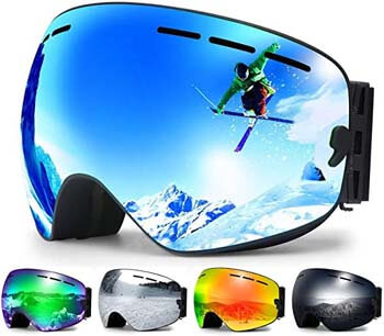 2. Zerhunt Ski Goggles, Anti Fog UV Protection Snowboard Goggles for Men Women