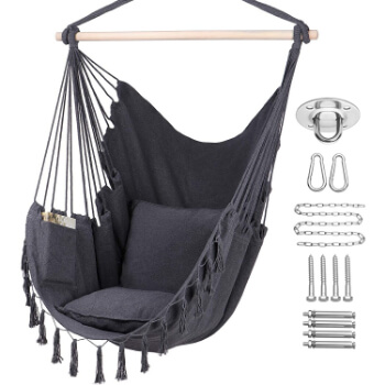 9. Y- STOP Hammock Chair Hanging Rope Swing, Max 330 Lbs, 2 Cushions Included