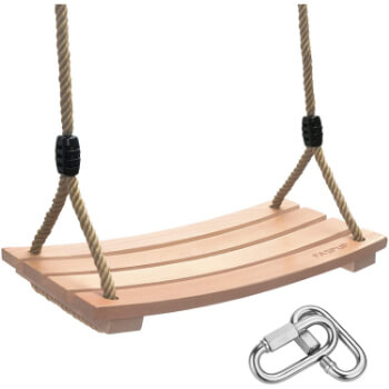 8. FASPUP Wood Swing Seat with Adjustable Hemp Rope